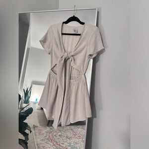 Princess Polly Cutout Tie-Front Romper in Beige